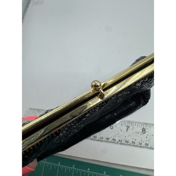 Whiting & Davis Vtg Black Mesh Evening Bag Rhinestone Chain Strap Formal NEW Tag - Picture 6 of 15